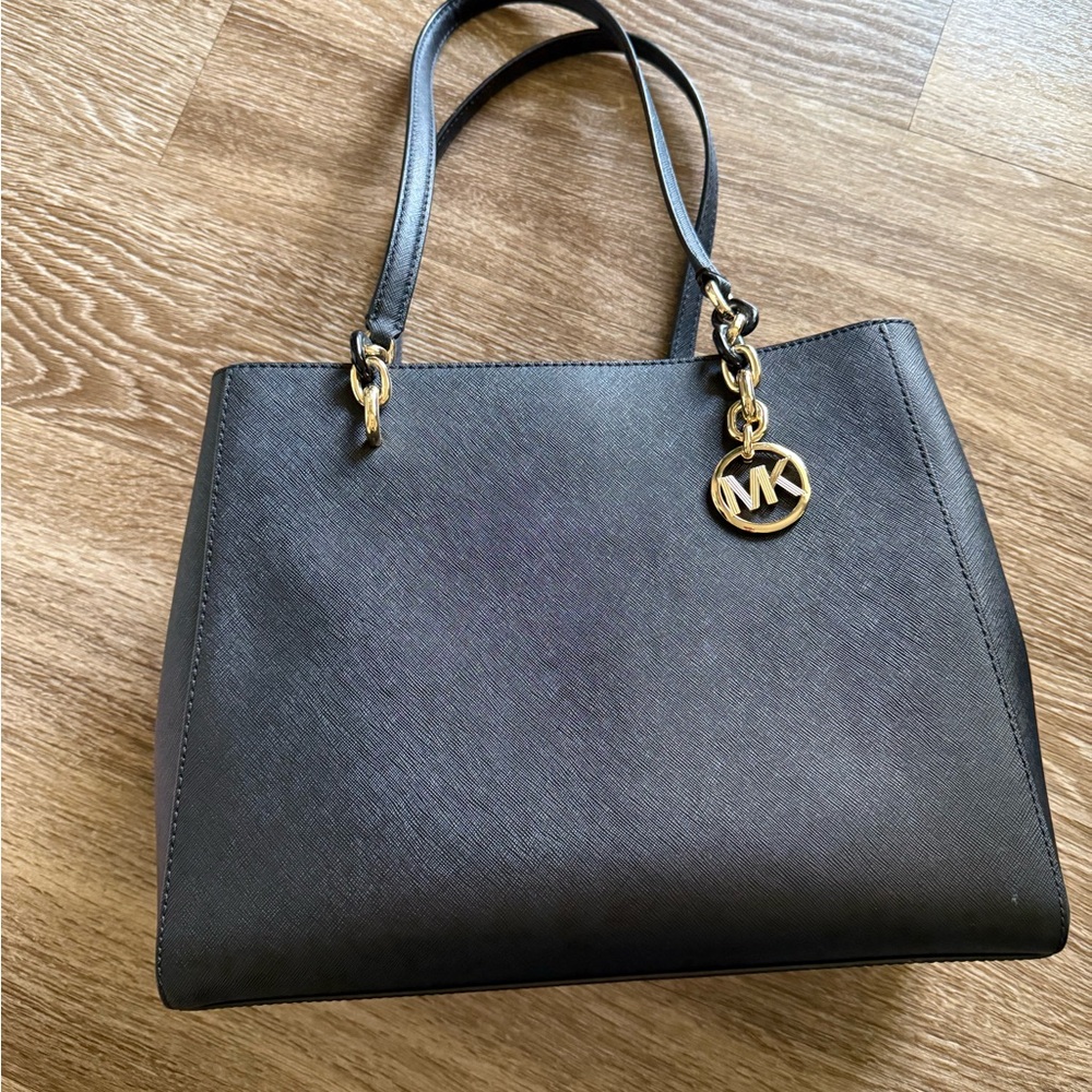 Michael Kors Black Tote with Gold Accents